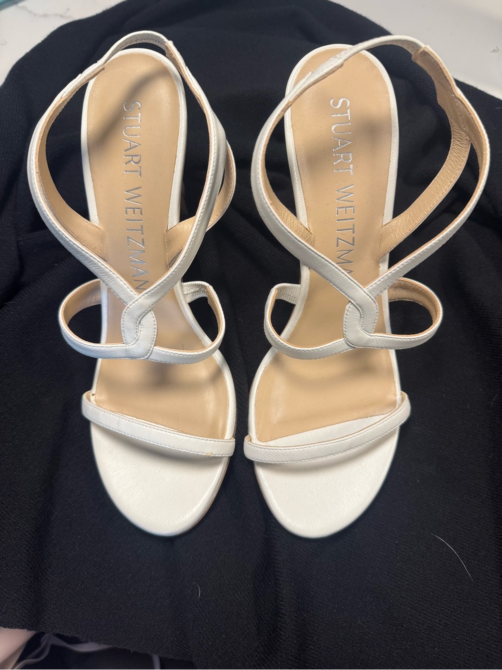 Stuart Weitzman White Strappy Leather Women's Sandals. Size 8